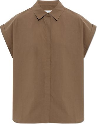 Matteau Relaxed Mouwloze Blouse - Dames - Overhemden - Bruin - S - Katoen - Overhemden