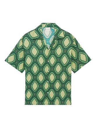 Drôle de Monsieur patterned short-sleeve shirt - men - Viscose - L - Green