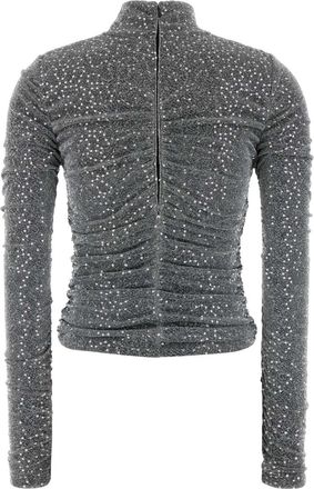 Dolce & Gabbana Womens Sequin-Embellished Jersey Top Silver T-shirts