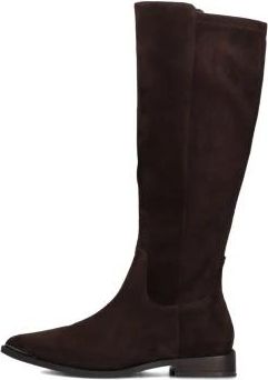 Stefano Lauran Bruin Leren Puntige Neus Laarzen - Dames - Hoge Laarzen - Bruin - 41 EU - Wol - Schoenen