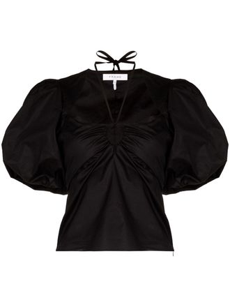 Frame Denim puff-sleeve blouse - Black