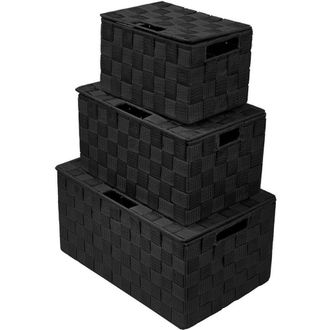 Sorbus Woven 3-Piece Storage Box Set in Black at Nordstrom Rack