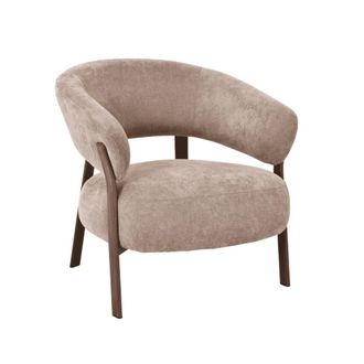 Calicosy Sill&oacute;n de tejido beige con patas de metal efecto nogal a78 cm