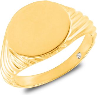 MAX + STONE 18K Gold Plated Hidden Vermeil Lab Grown Diamond Signet Ring