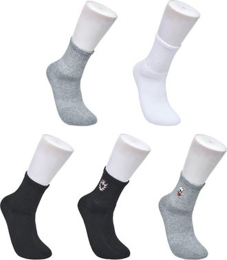 Ed Hardy Heart Skull Embroidery Half Cushion Mid Crew Sock 5-Pack in Black White Grey at Nordstrom