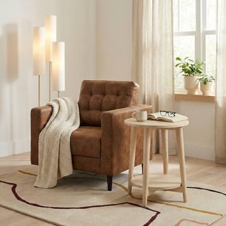 Furniturebox Jade Modern Faux Leather Armchair in Tan