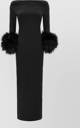 Andamane draped off-shoulder long-sleeve maxi dress
