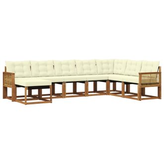 vidaXL Conjunto De Sof&aacute;s De Exterior 8 Pcs Natural Y Crema Vidaxl