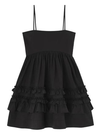 Ganni ruffled mini dress - Black
