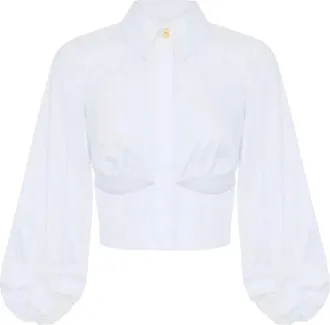 Elisabetta Franchi Overhemden, Dames, Wit, XS, Katoen, Shirt van stretchkatoen