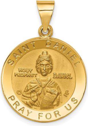 Diamond2Deal 14k Yellow Gold Polished Satin St. Daniel Hollow Medal Pendant