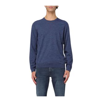 HUGO BOSS Hugo, Round-neck Knitwear, male, Blue, Size: 2XL Long Sleeve Knit Sweater