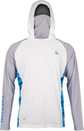Preston Innovations Performance Hooded Sun Shirt UPF-40 Medium White/Grey