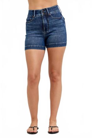 Judy Blue High Waist Tummy Control Slim Denim Shorts In Dark Wash