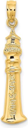 Diamond2Deal 14k Yellow Gold 2-D KEY WEST Lighthouse Charm Pendant