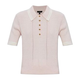 Rag & Bone Polo Shirts, female, Pink, Size: XS Laurie Ribbed Button Polo Top