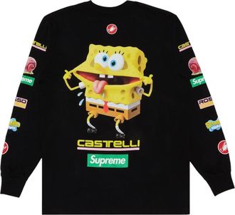 SUPREME x Spongebob Squarepants x Castelli Racing Long-Sleeve T-Shirt Black SS25T36-BLACK
