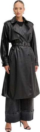 Karl Lagerfeld Trench de Cuero Sint&eacute;tico Perforado - Coats - Mujer - Negro - S