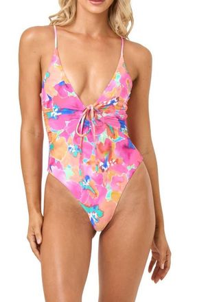 L*Space Piper Classic Keyhole One-Piece Swimsuit in Flower Play at Nordstrom, Size X-Large