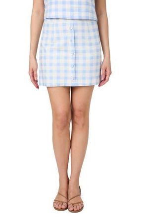 French Connection Buffalo Check Button Front Skirt in Cashmere Blue/White at Nordstrom Rack, Size X-Small