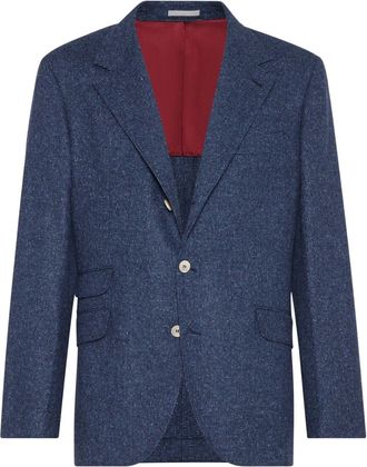 Brunello Cucinelli buttoned flap pocket blazer - men - Cashmere/Wool/Silk - 48 - Blue