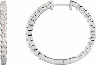 Diamond2Deal 14K Gold 3ct Lab-Grown Diamond Inside-Outside Hinged Hoop Earrings Clarity VS, Color F-G