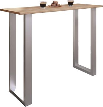 ebuy24 Tavolo da bar vcm Tresen Tavolo in piedi Tavolo alto Tavolo da scrivania barba - Xona 140x50 cm (Argento / Rovere Sonoma)