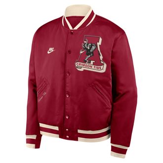 Nike Alabama Legacy Nike Mens College Full-Snap Bomber Jacket in Red | 03O50CWMABV-P0K