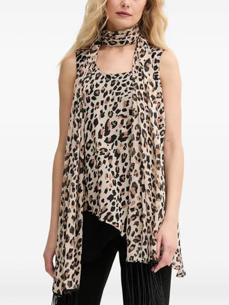 Joseph Ribkoff Top met dierenprint en franje - Beige