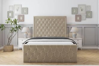 Sloomy Vienna Coniston Frame-Mattress - 50 Upholstered Headboard in Cream | Size: King