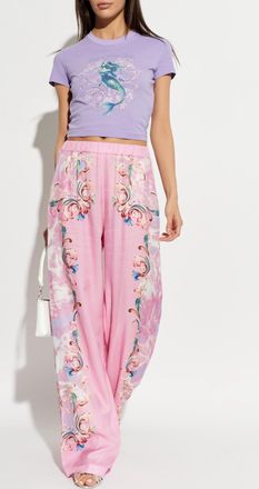 Versace Jeans Couture T-shirt With Print And Shimmering Sequins, Womens, Purple