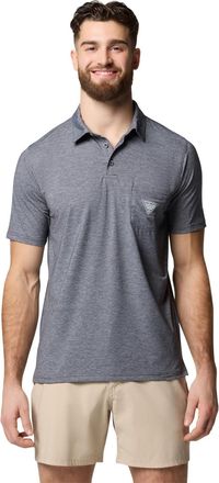 Columbia Mens PFG Uncharted Polo, Shark Heather, X-Small