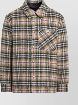 Burberry checked wool shirt jacket with chest pocket