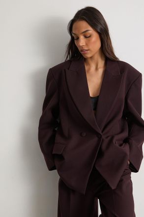 Warehouse Womens The Premium Oversized Tailored Blazer - Berry - Size 14 UK