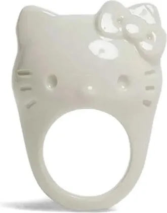 Andres Gallardo Hello Kitty ring - women - Porcelain/18kt Gold Plated Brass - M - White