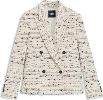 BOSS Regular-fit blazer in striped cotton-blend tweed