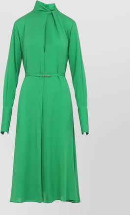 Tom Ford silk long sleeve midi dress belted