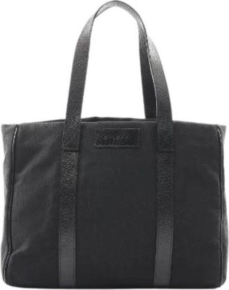 Bulgari Pre-owned Logo Mania Canvas Leather Tote Bag - Dames - Vintage Shopper - Zwart - ONE Size - Leer - Vintage
