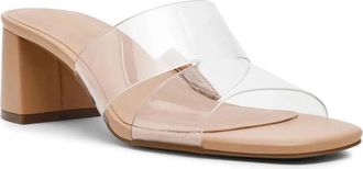 Anne Klein Kamryn Sandals Womens Clear Slip On Square Toe Block Heel GAL2198