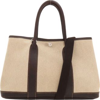 Herm&egrave;s Marron Toile H Tote Bag (Pre-Owned)