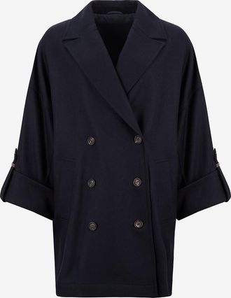 Brunello Cucinelli Oversize-Cabanjacke aus Wolltwill Monile