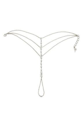Sterling Forever Anselma Cubic Zirconia Hand Chain in Silver at Nordstrom