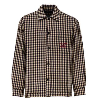 Dr&ocirc;le de Monsieur Padded Check Overshirt with Slogan Print