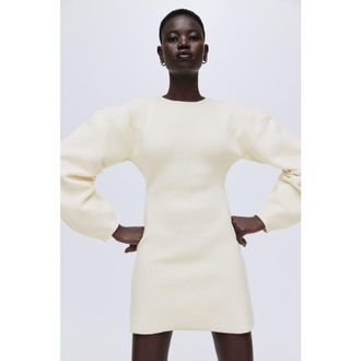 H&M Viscose-blend Rib-knit Dress in Cream at Nordstrom, Size Xx-Small