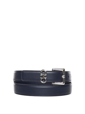 Ferragamo Leather Belt With Double Gancini