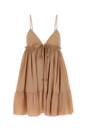 Chlo&eacute; Peach Silk Mini Dress