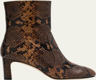 Stuart Weitzman Babette Snake-Printed Leather Booties