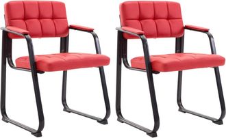 Clp Set de 2 sillas con patas de metal y asiento en Simil cuero Rojo