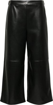 Max Mara Zwarte Luciana Gladde Graanbroek - Dames - Wijde Broeken - Zwart - S - Polyester - Broeken