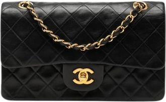 Chanel Pre-owned Vintage Double Flap Quilted Shoulder Bag - Dames - Vintage Schoudertas - Zwart - ONE Size - Leer - Vintage